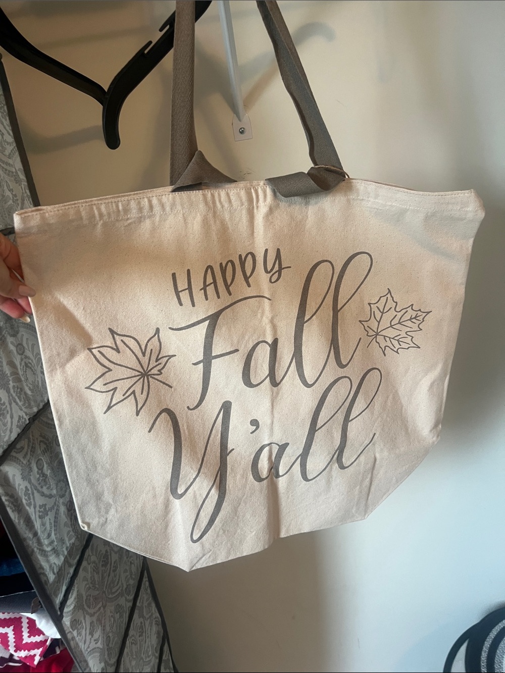 Happy Fall Y'all Canvas Tote Bag - Neutral